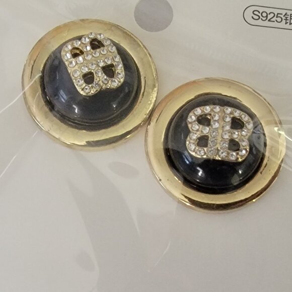 Jewelry - Double BB Round Button Earrings in Gold Setting